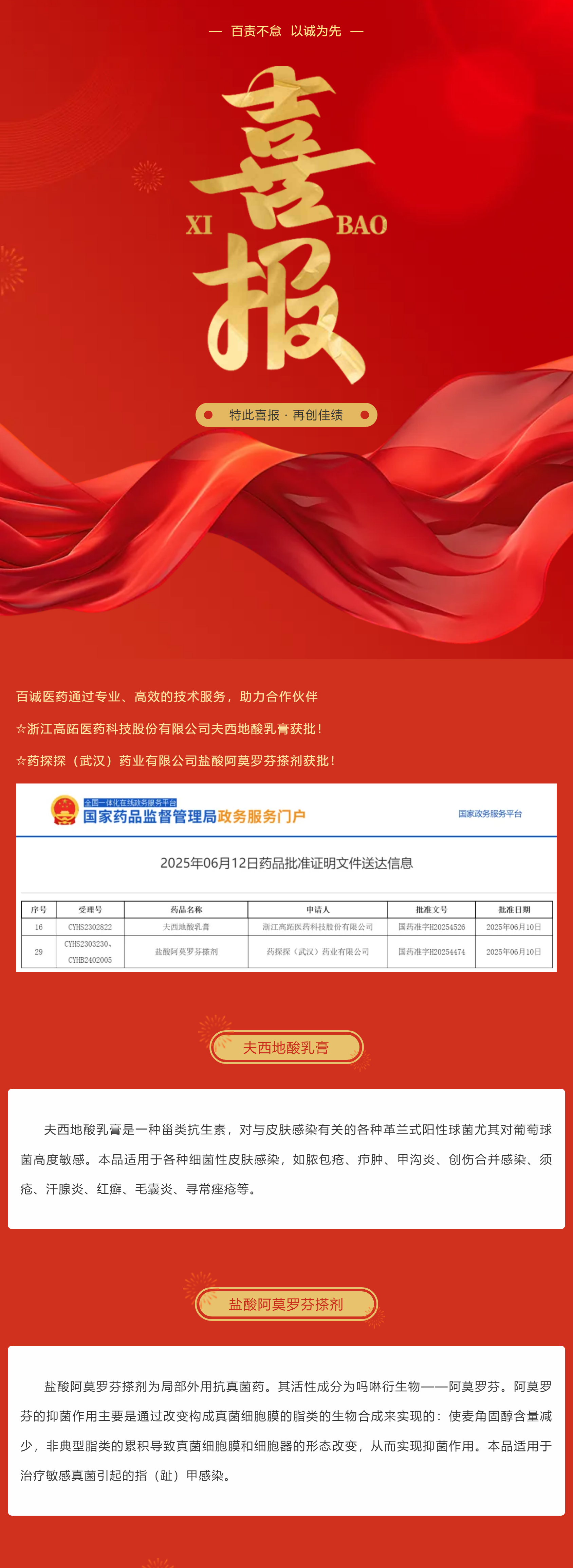 喜報！百誠醫藥助力合作伙伴夫西地酸乳膏、鹽酸阿莫羅芬搽劑獲批！.png